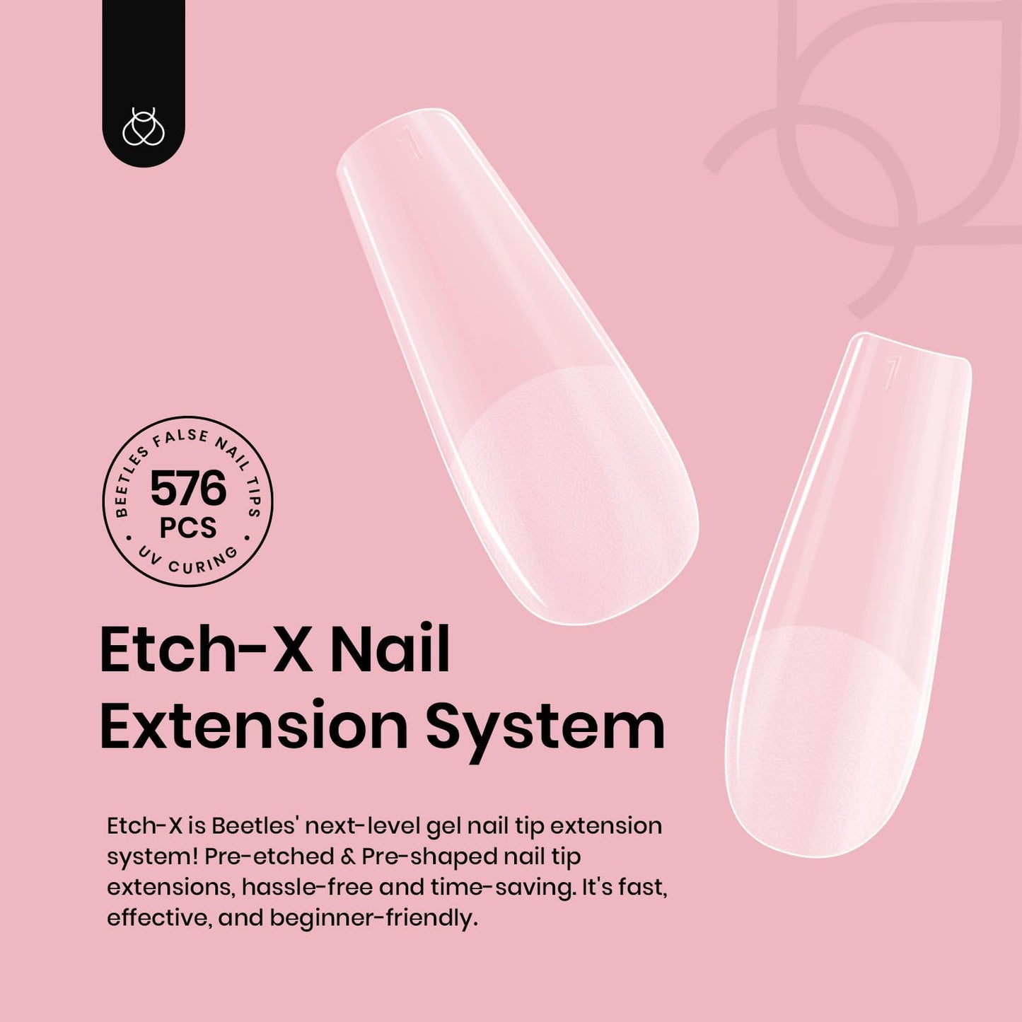 Beetles Gel Nail Tips Short Coffin 576 PCS Half Matte Pre-Shape Fake Nails 12 Sizes Full Cover Acrylic False Nails Extension DIY Manicure Gifts for Women