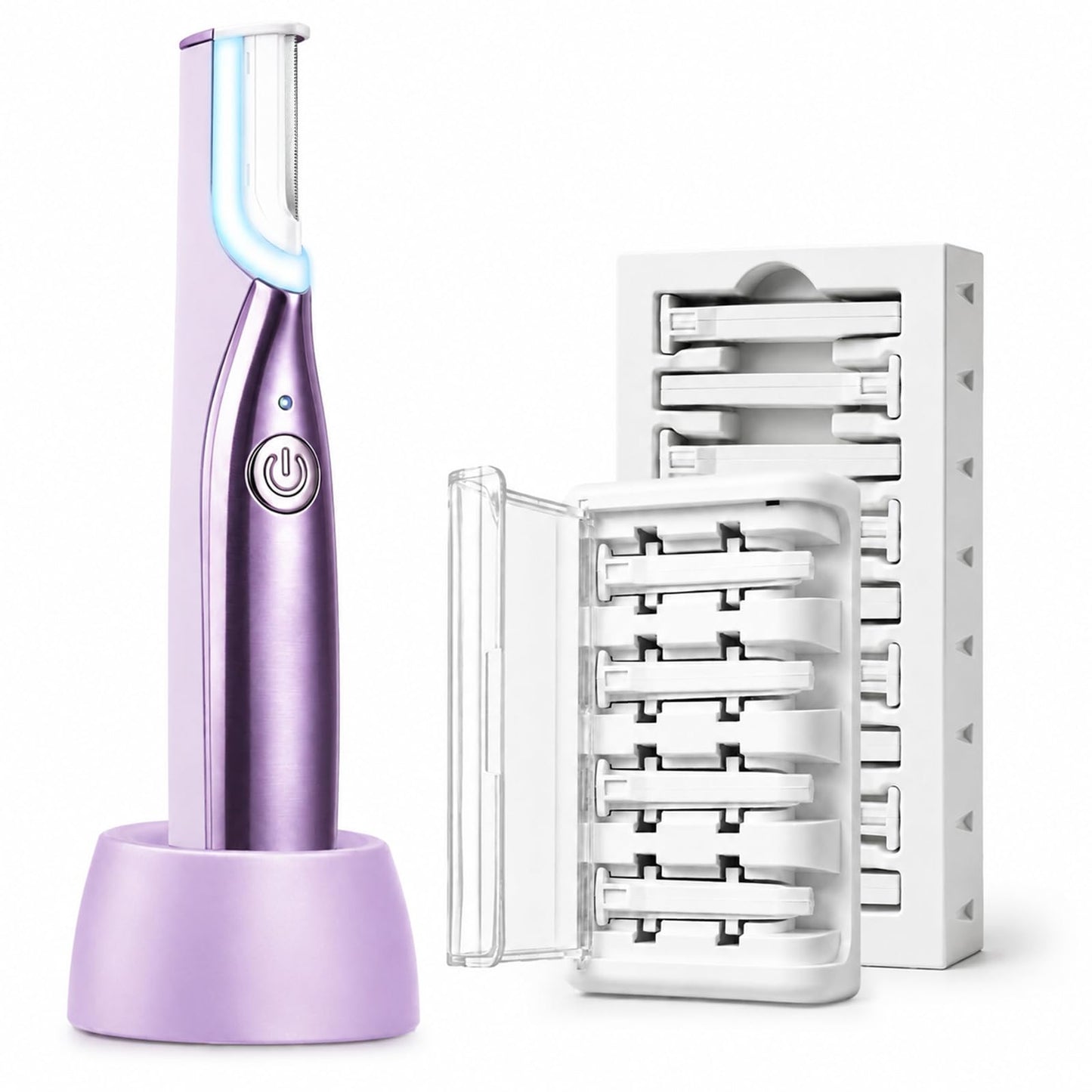 Sonic Dermaplane Razor for Women Face with 14 Refill Blades,3 Speeds with LED Light,Dermaplaning Tool for Peach Fuzz & Exfoliation,Rechargeable Facial Hair Remover