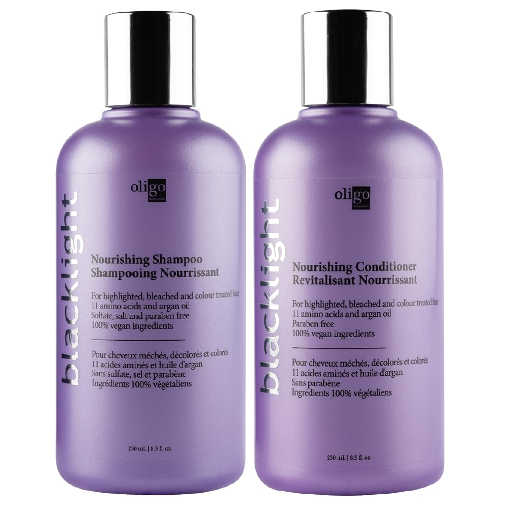 Oligo Professionnel Blacklight Nourishing Shampoo & Conditioner Duo - Sulfate-Free, Vegan, Hydrating with Argan Oil - 8.5 oz