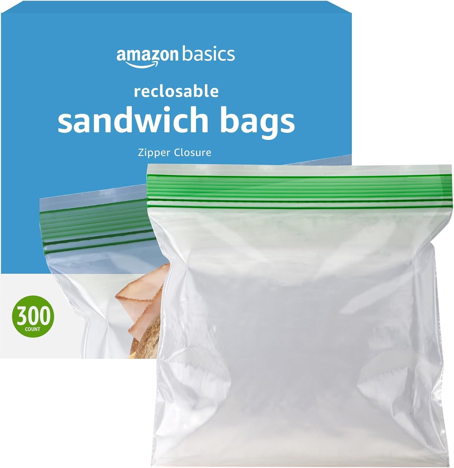 Resealable Double Zipper Sandwich Storage Bags - 300 Count for Food Storage | Durable & Convenient