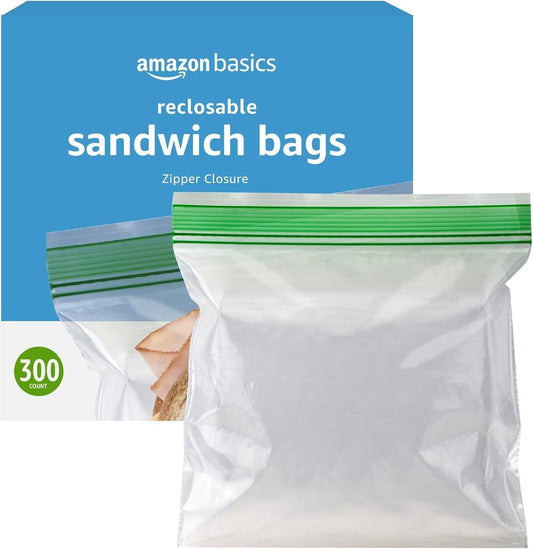 Resealable Double Zipper Sandwich Storage Bags - 300 Count for Food Storage | Durable & Convenient