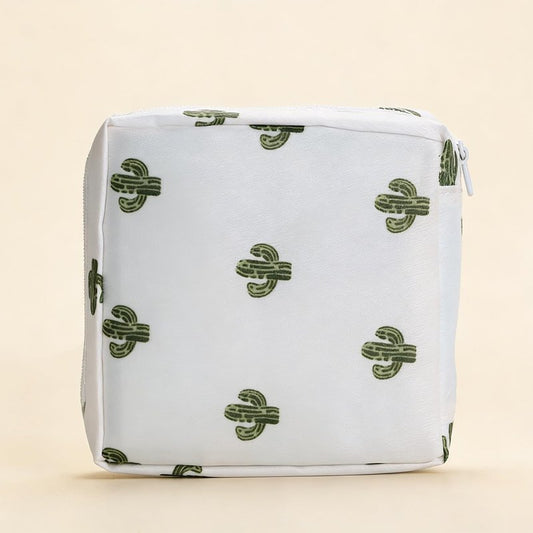 Sanitary Napkin Storage Bag for Purse - Portable Period Bag for Teen Girls & Women - Small Tampon Holder Case & Feminine Product Organizer - Privacy Pouch for Menstrual Supplies(White)