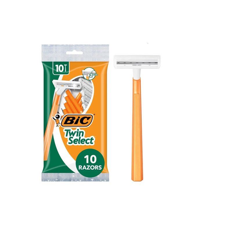 Bic Twin Select, Sensitive Skin, Disposable Shaver for Men, Pack of 12 (10 Razors Per Pack)