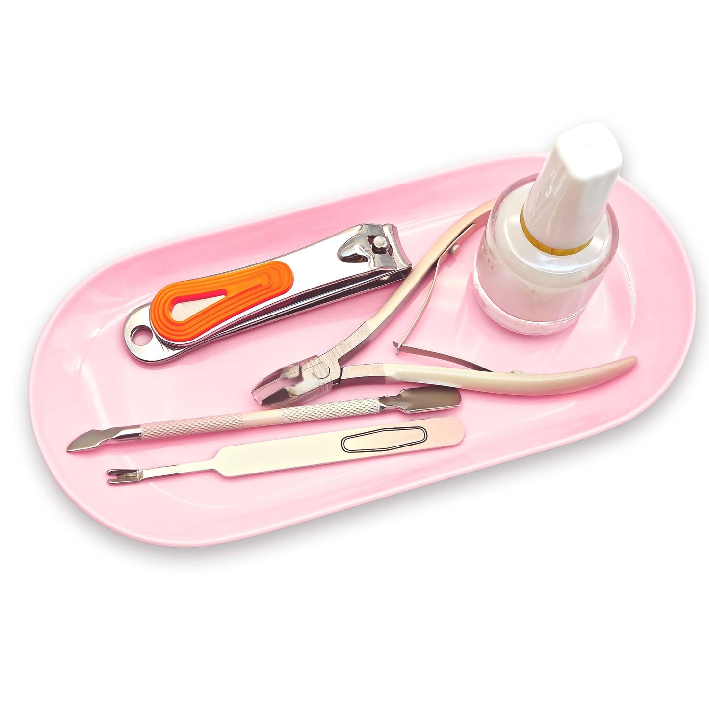 cgllwnmix Nail Tray Pink Manicure Tool Tray Display Nail Art Dish Storage Oval Manicure Tray Jewelry Rhinestone Cosmetics Organizer Decorative Small Storage Plate