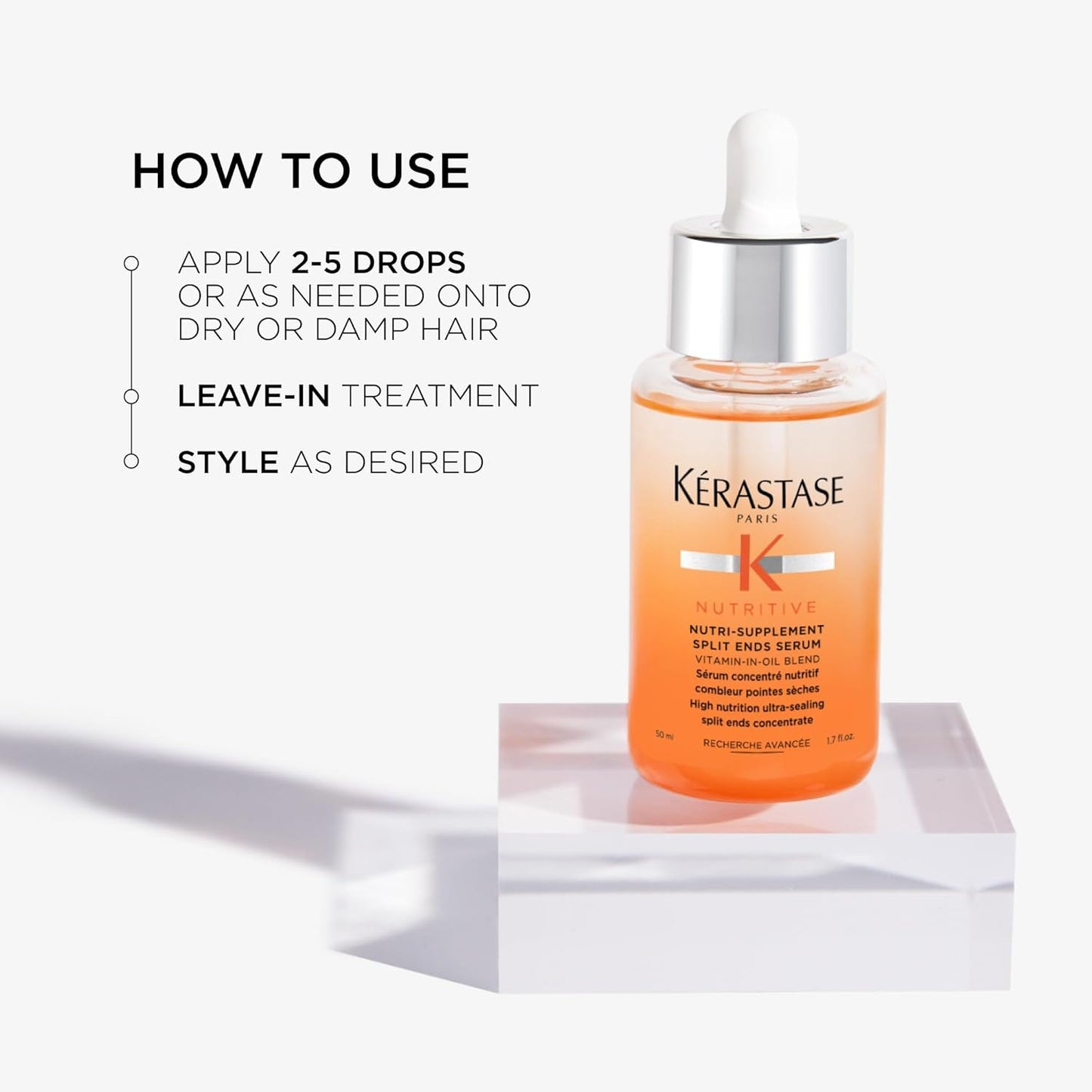 Kerastase Nutritive Split Ends Hair Serum - Nourishing Leave-In Oil Treatment for Dry Hair | 50 ml