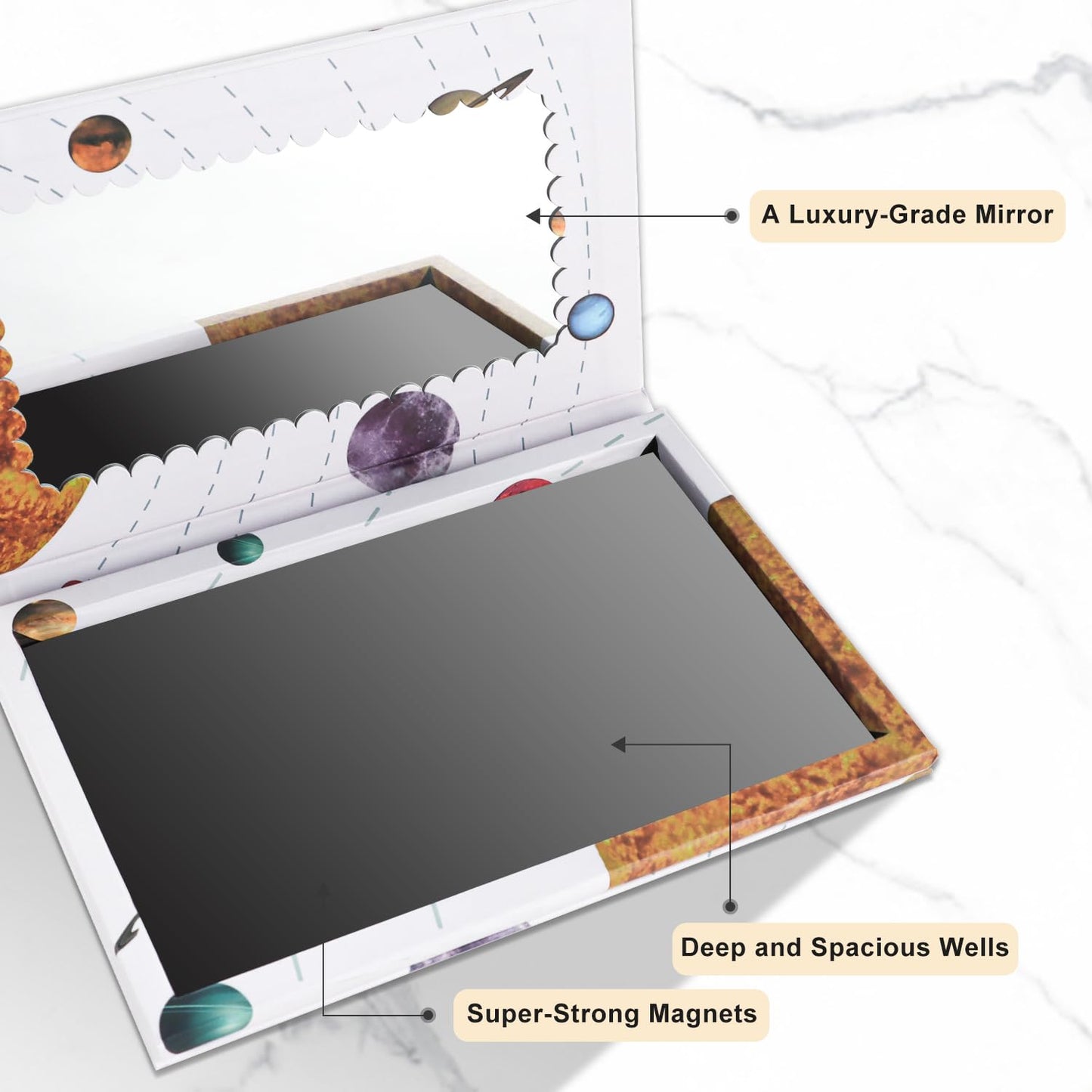 Mermaid Empty Magnetic Palette - Fish Scale Design for Highlighters, Eyeshadows & Lipsticks | Large Rectangle Size
