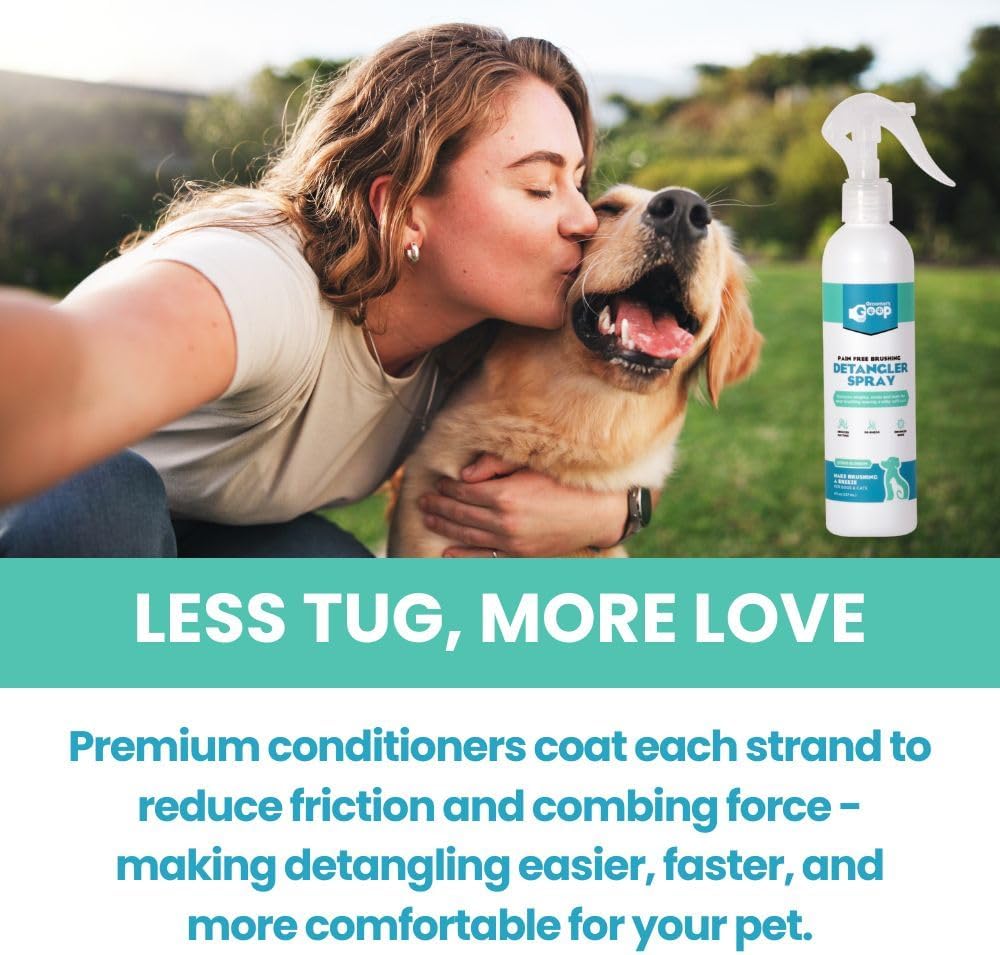 Groomer’s Goop Dog & Cat Detangler Spray - Pain-Free Tangle Remover, Softens Fur | 8 oz Bottle