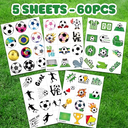 60 PCS Soccer Temporary Tattoos - Fun Party Favors for Kids