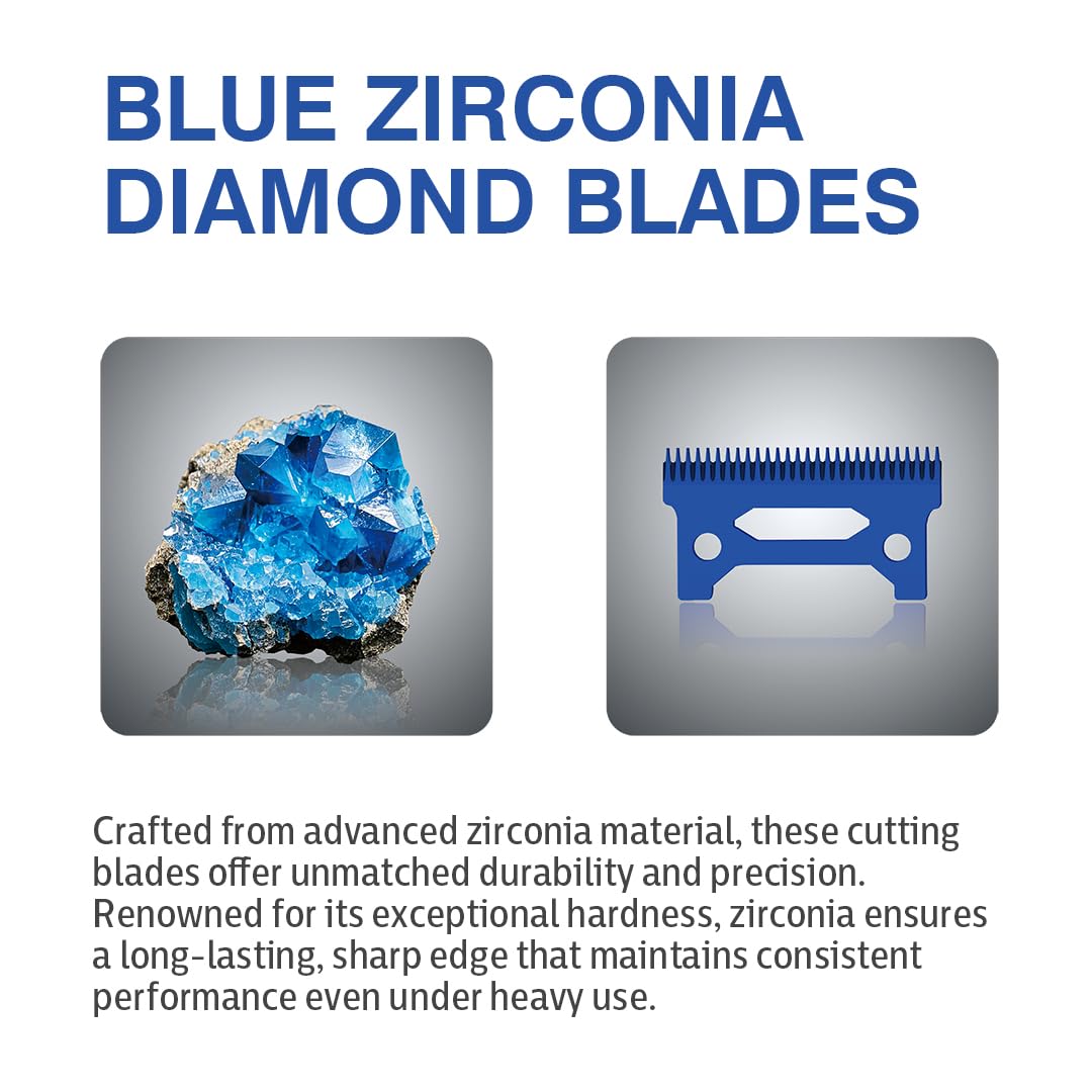 Caliber Pro Zirconia DLC Hair Clipper Blades, Professional Barber Trimmer Replacement Blades, Compatible with Disruptor ZR and 10MM Clipper