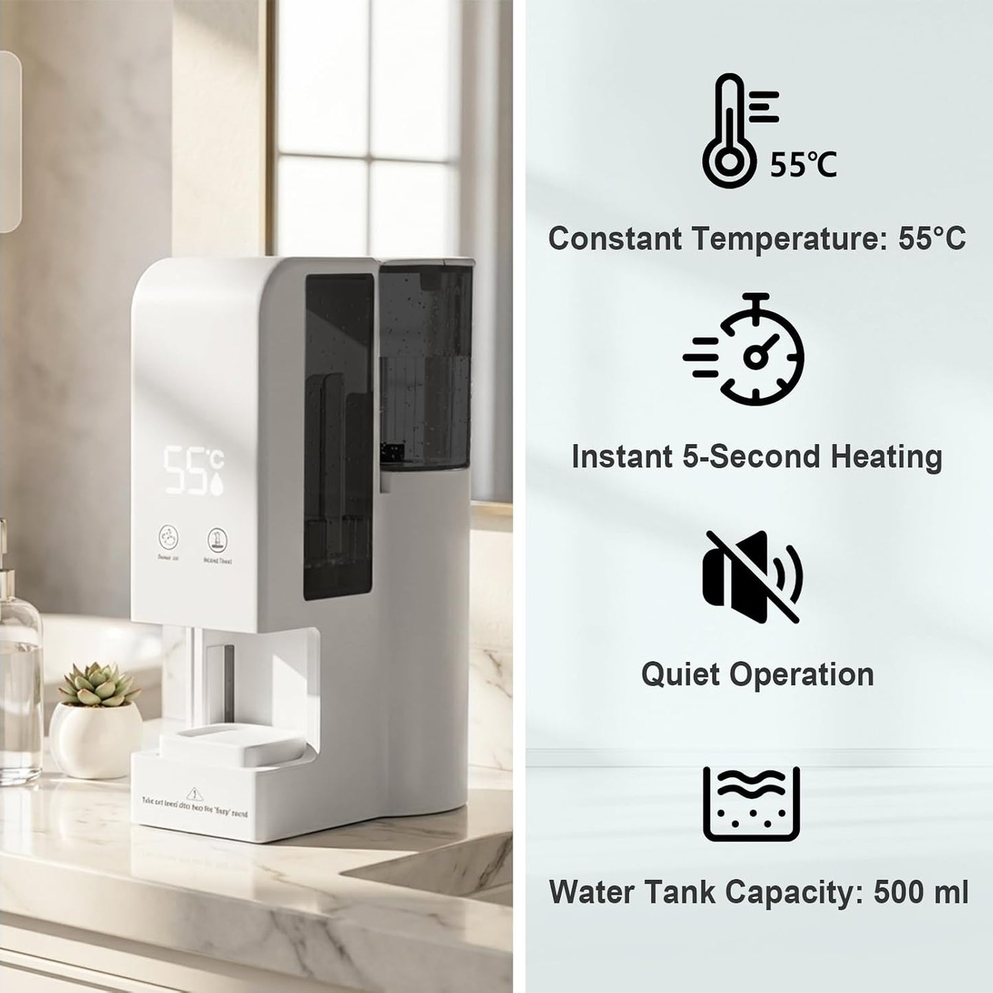 Face Towel Heater Machine - 5-Second Fast Automatic Warmer | 55℃ for Home Spa & Facial Treatments (Includes 80 Towels)