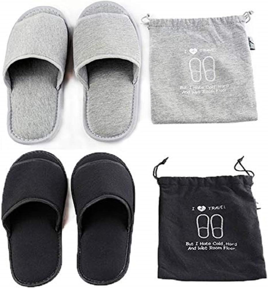 Portable Travel Spa Slippers - Foldable Closed Toe Cotton Shoes | Non-Slip Indoor Footwear for Home & Hotel