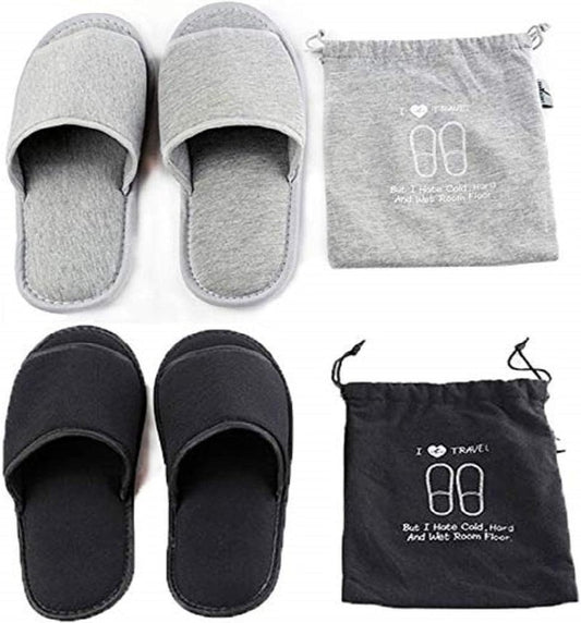 Portable Travel Spa Slippers - Foldable Closed Toe Cotton Shoes | Non-Slip Indoor Footwear for Home & Hotel