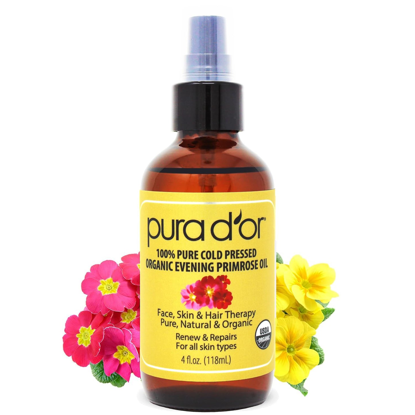 PURA D'OR Organic Vitamin E Oil - 70,000 IU Ayurvedic Skin Care | Lightweight Moisturizer for Face & Body