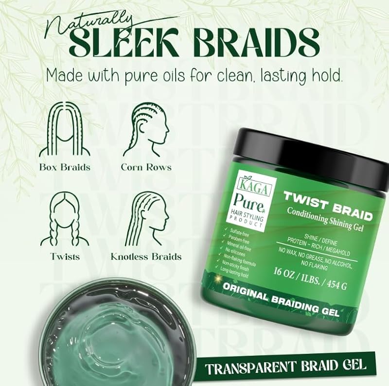 KAGA Neatbraid Professional Conditioning Shining Hair Gel - 16oz Strong Hold