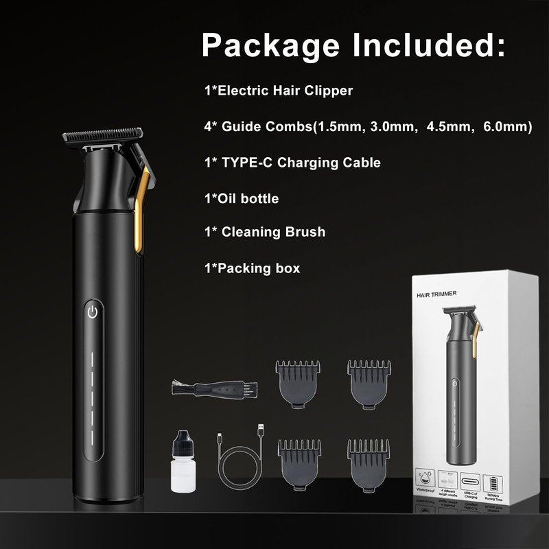 KOMINGDON Hair Trimmer for Men,Professional Barber Trimmer,Cordless T-Blade Hair Clippers Precision Edgers T Liners Rechargeable Beard Trimmer,Waterproof Haircut kit,Long-Lasting Battery