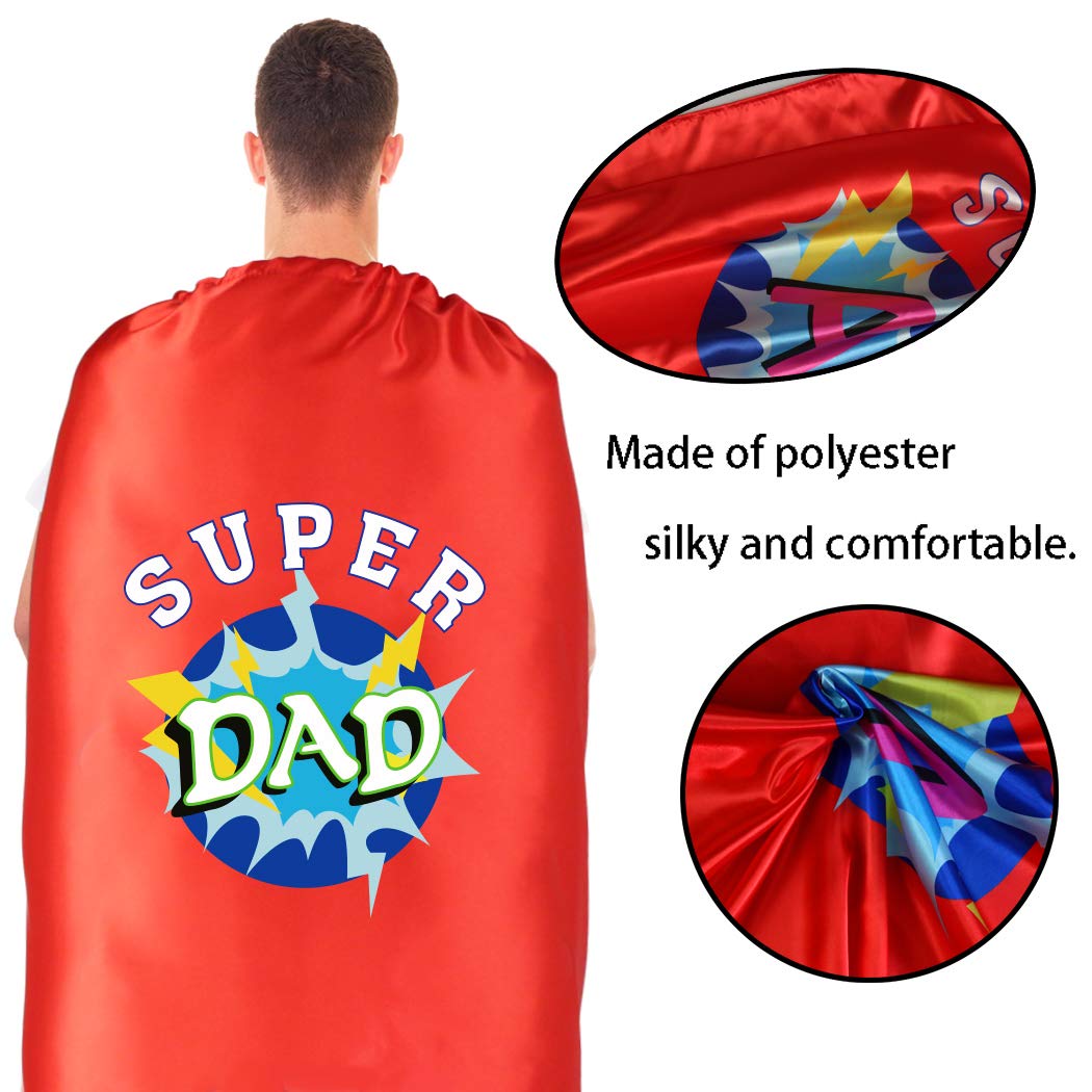 D.Q.Z Superhero Cape and Mask for Adults, Father's Day Gifts for Dad Men Birthday Family Day Party (Red)