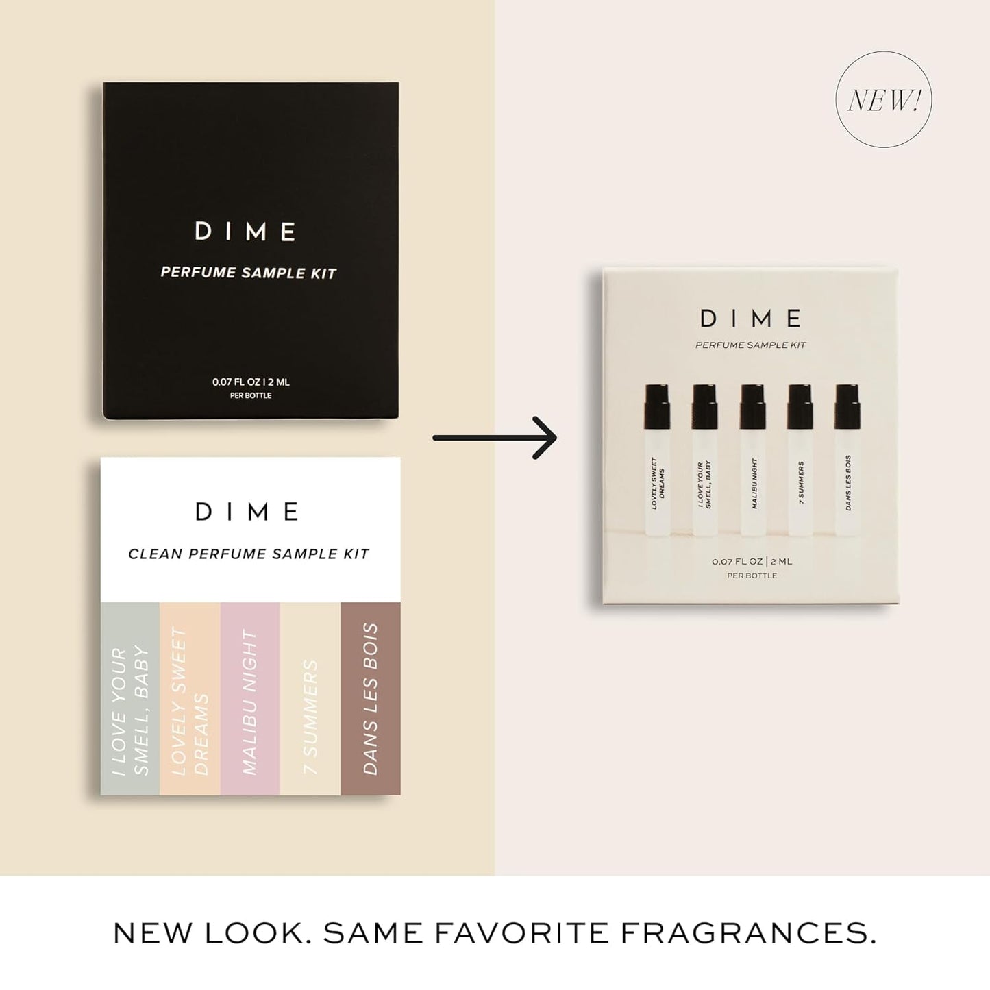 DIME Beauty Eau de Toilette Perfume Sampler - Hypoallergenic Clean Scents | Set of 5 x 2ml