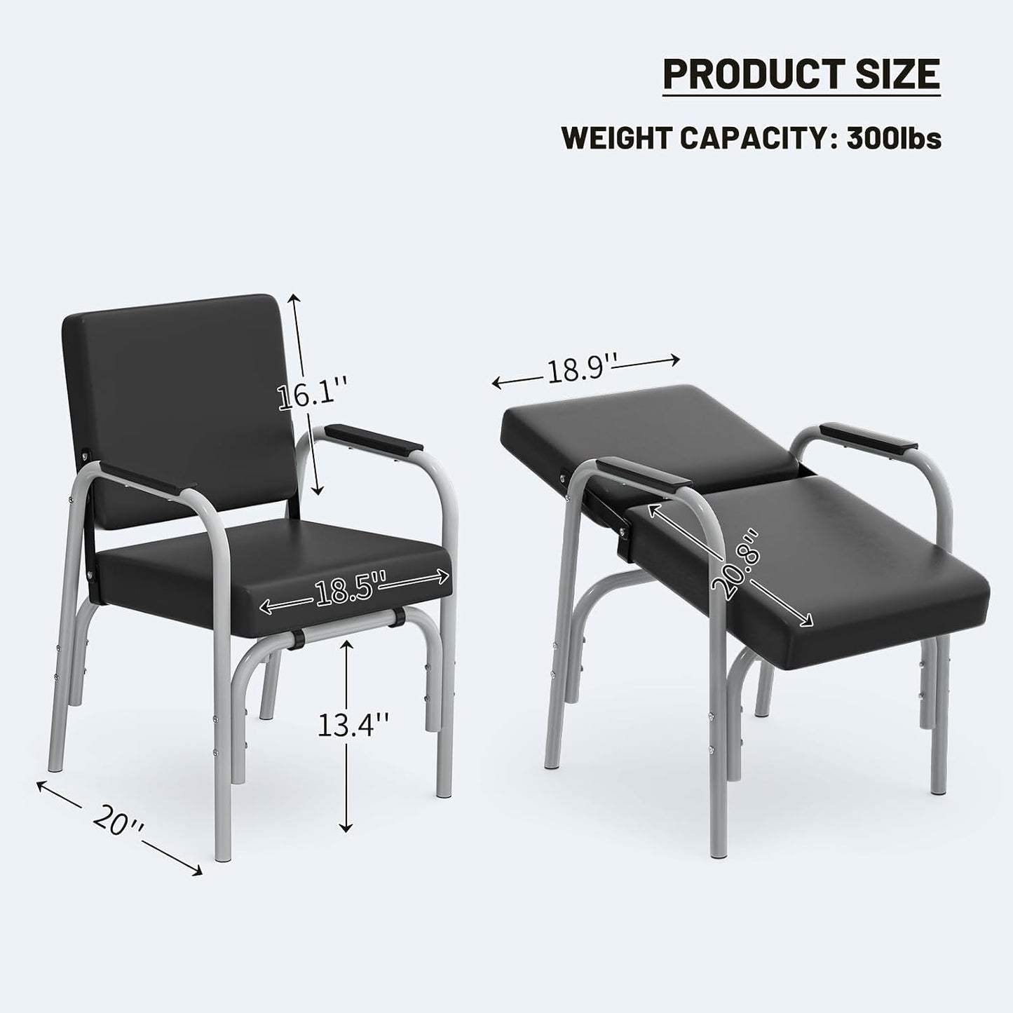 Auto-Recline Shampoo Chair - Portable Salon Chair with 300lbs Capacity & Tilted Backrest | Grey