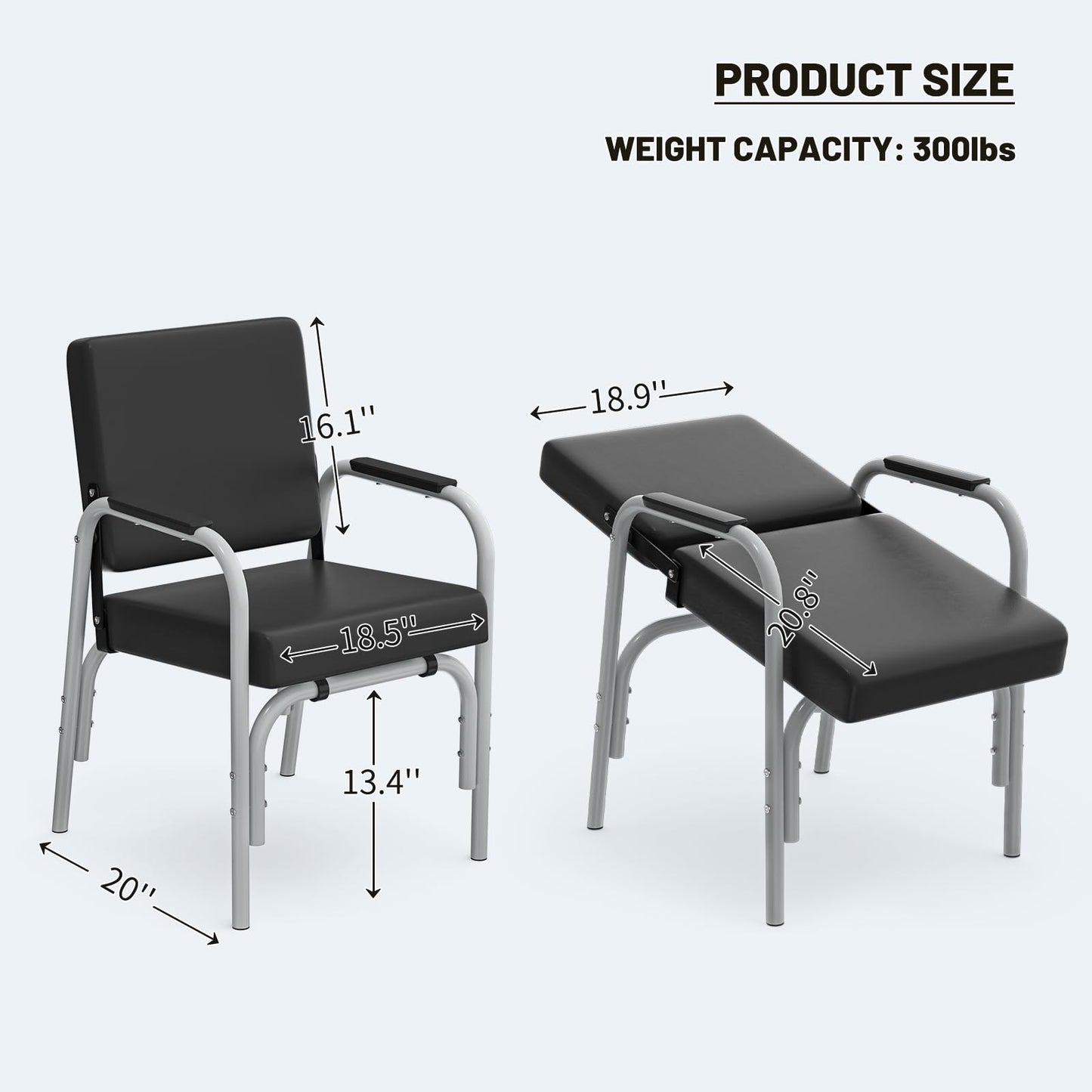 FreSup Auto-Recline Shampoo Chair, Portable Shampoo Bowl Chair for Salon with 300lbs Weight Capacity Tilted Backrest for Hair Stylists, Home Use, Cosmetologists& Beuaty SPA（Grey）