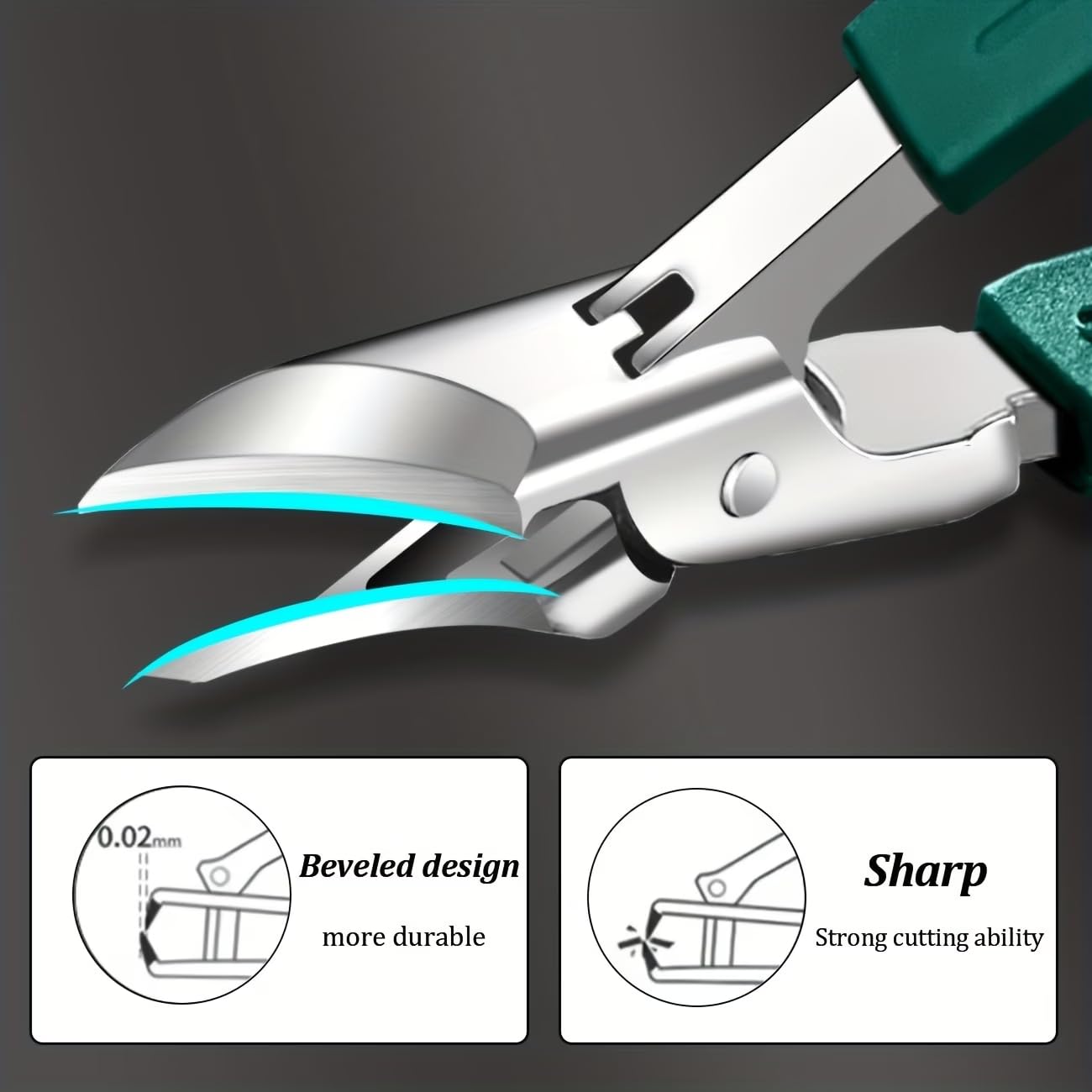 Thick Nail Clipper for Ingrown Nails Stainless Steel 25-Degree Angled Blade Safety Grip Handle Splash-Proof for Seniors, Black