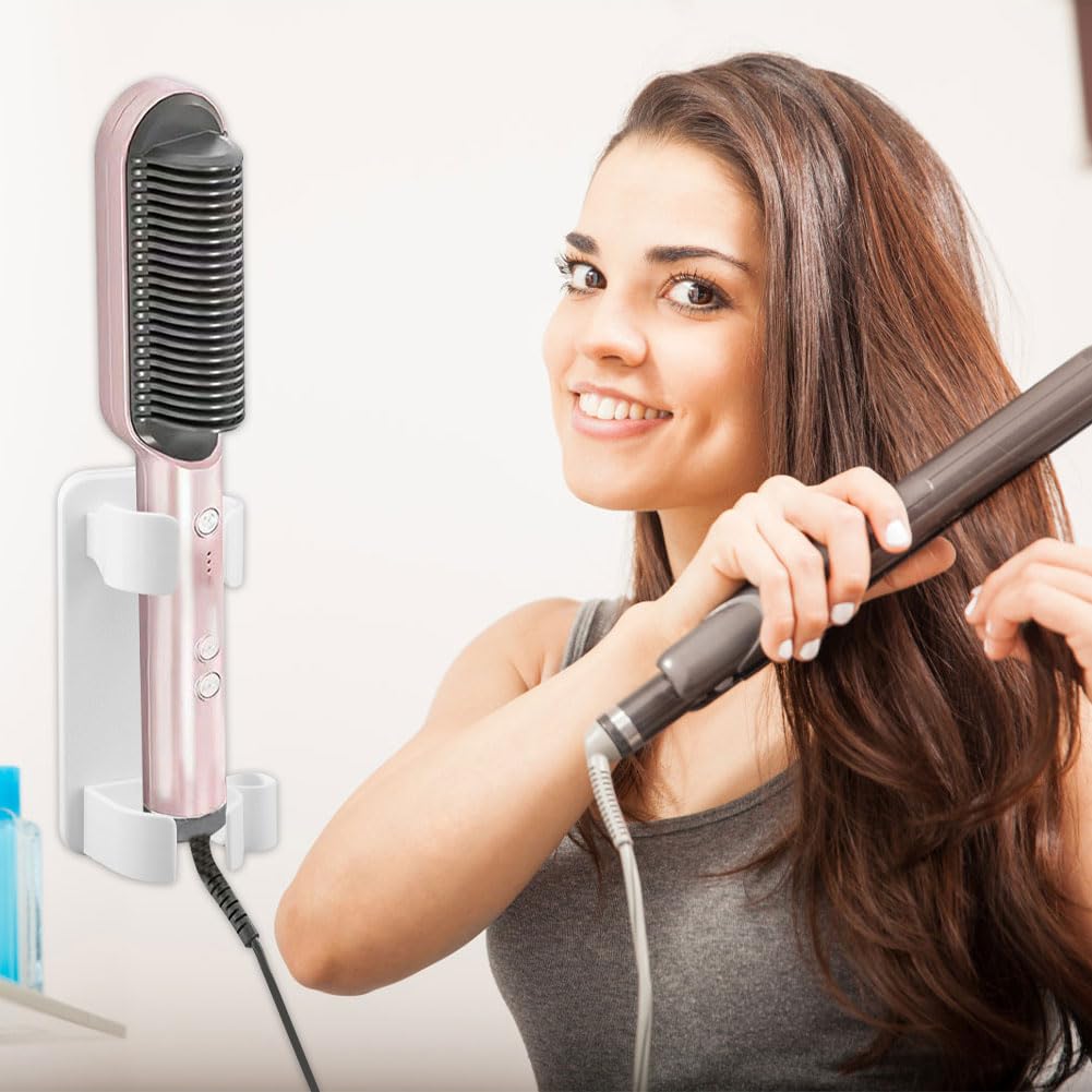 2Pcs Curling Iron Holder Hot Tools Holder,Hair Straightener Holder Wall Mounted Blow Dryer Holder,Hair Tools Organizer for Curling Wands, Hair Straighteners,Combs