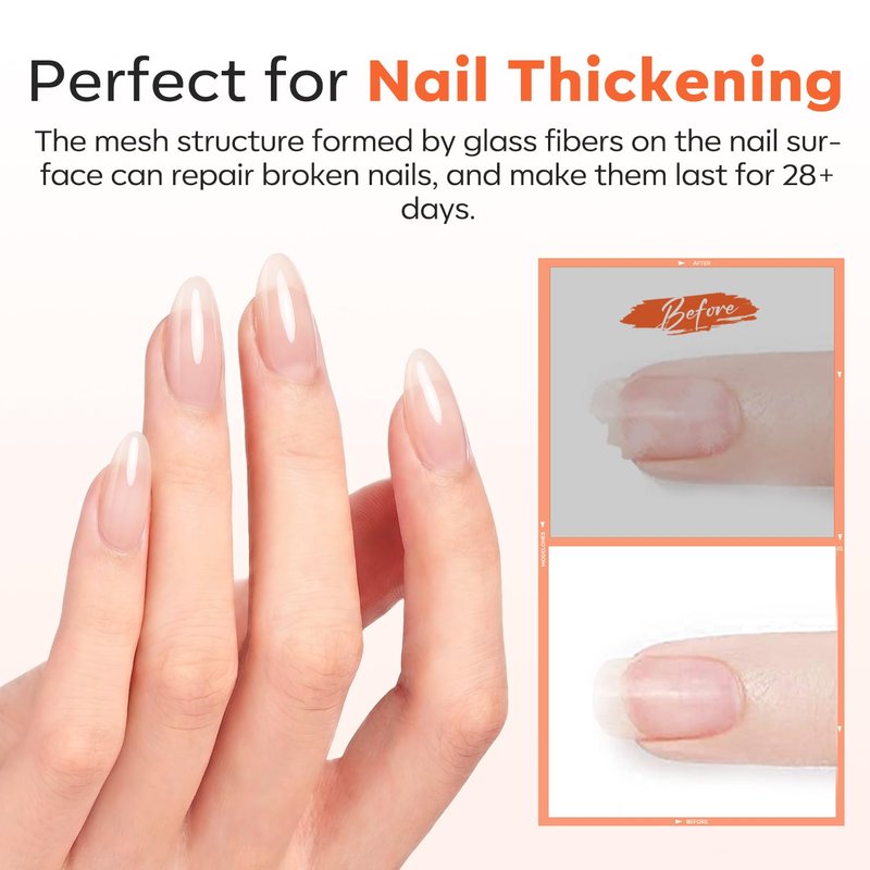Fiber Rubber Base Gel for Nails - 15ml Clear Nail Strengthener | Thickening Formula for Weak & Cracked Nails