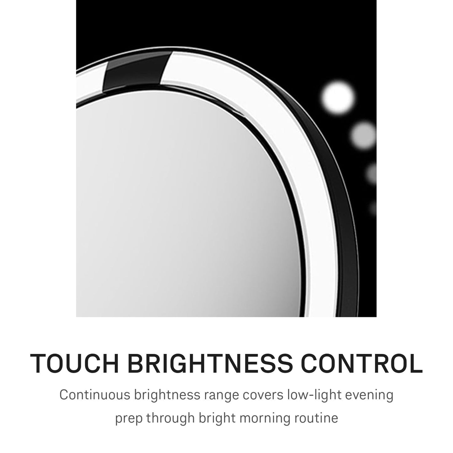 simplehuman Sensor Mirror Trio, 1X 5X 10X Magnification, Round Rechargeable Beauty Makeup Mirror, Tru-Lux® Full-Spectrum Light, Dual Light Settings, Adjustable Brightness, Matte Black Steel