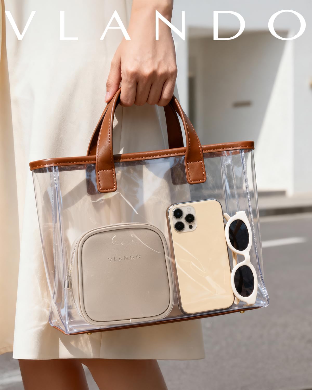 Mini Makeup Bag - Portable Travel Toiletry Organizer with Slip-in Pockets | Waterproof Design in Toffee