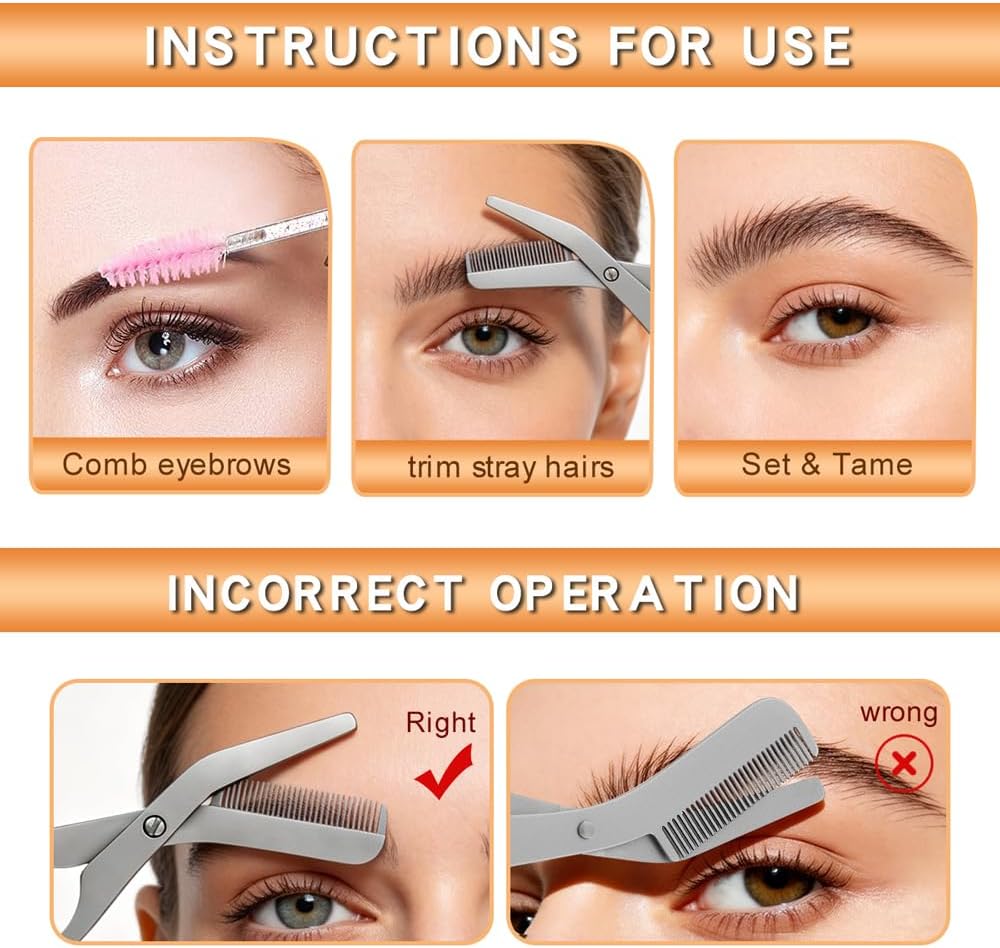 Precision Eyebrow Scissors - Professional Stainless Steel Grooming Tool for Facial Hair & Eyebrow Shaping | Unisex Design