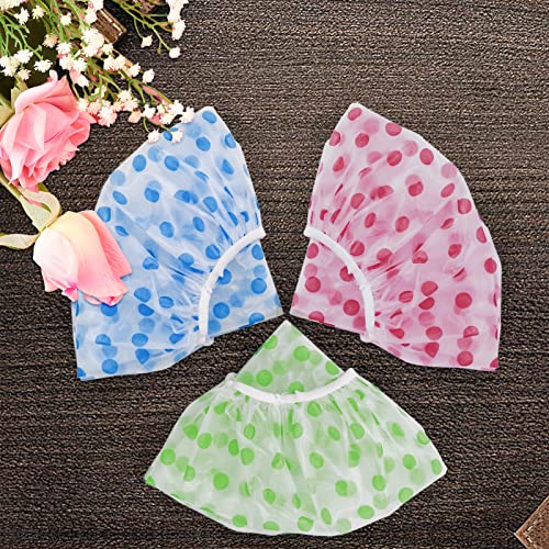 3-Pack Reusable Waterproof Shower Caps for Women - Elastic Fit