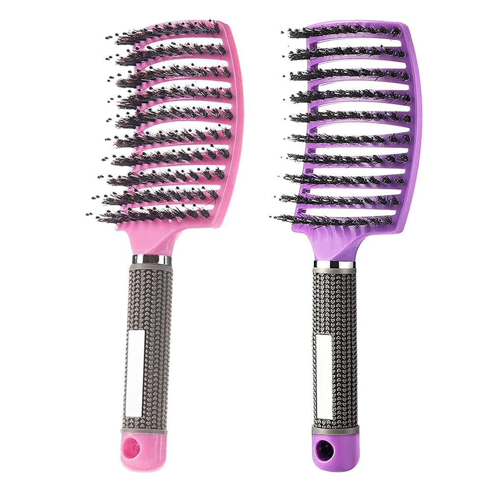 Ultra Detangling Brush - Magical Hairbrush for Wet or Dry Hair | Fast Drying, Massage Design (Pink & Purple)