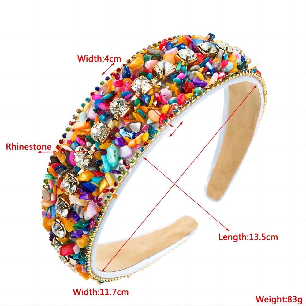 MUQINGWAN Turquoise Crystal headbands for Women Sparkly Rhinestone Pearls Hairband Wide Headband Headpiece Spring Summer Pink Headbands Headwear Accessories for women
