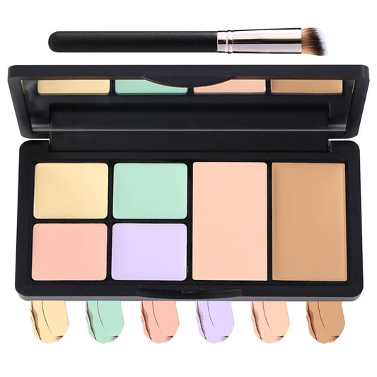 Correcting Concealer Contour Palette - 6 Color Cream for Dark Circles & Blemishes | Long-Lasting Makeup with Brush