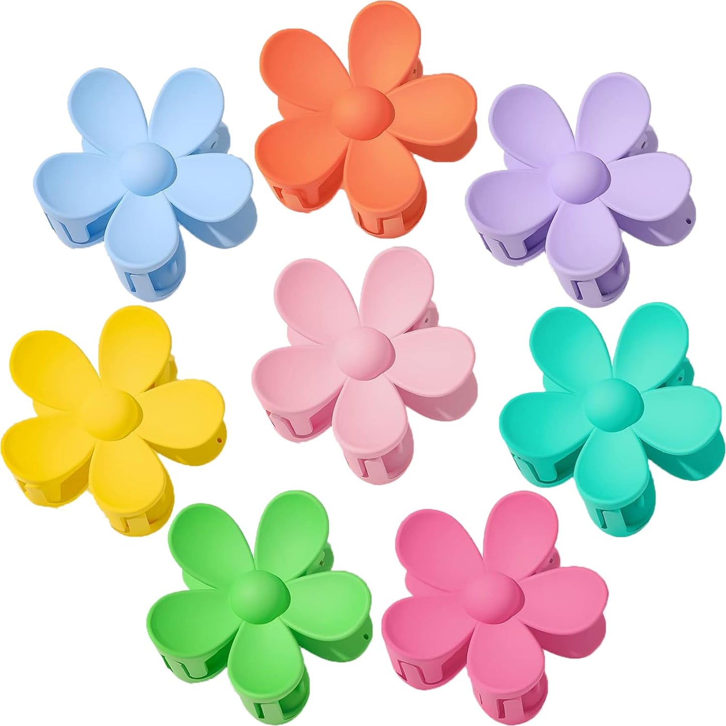 Hawaiian Flower Hair Clips - 8PCS Large Claw Clips for Thick & Thin Hair | Cute Daisy & Hibiscus Designs, Summer Colors