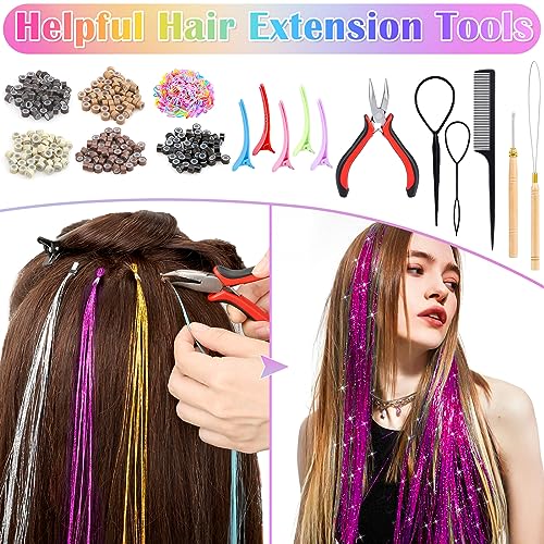 6000 Strands Hair Tinsel Kit - 20 Colors Glitter Extensions
