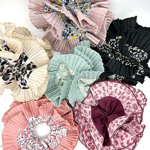 Beige Animal Print Maxi Scrunchies for Women | Double Layered Hair Ties