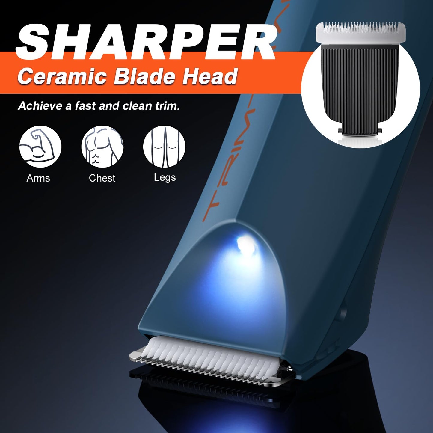 TRIMTITANS Body Hair Trimmer for Men with Storage Bag, 2-in-1 Groin & Body Groomer Ball Shaver Electric Razor with 2 Replaceable Ceramic Blades
