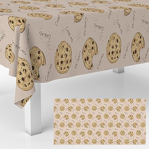 Chocolate Chip Cookie Tablecloth - 53x98 Inch Rectangle for Parties