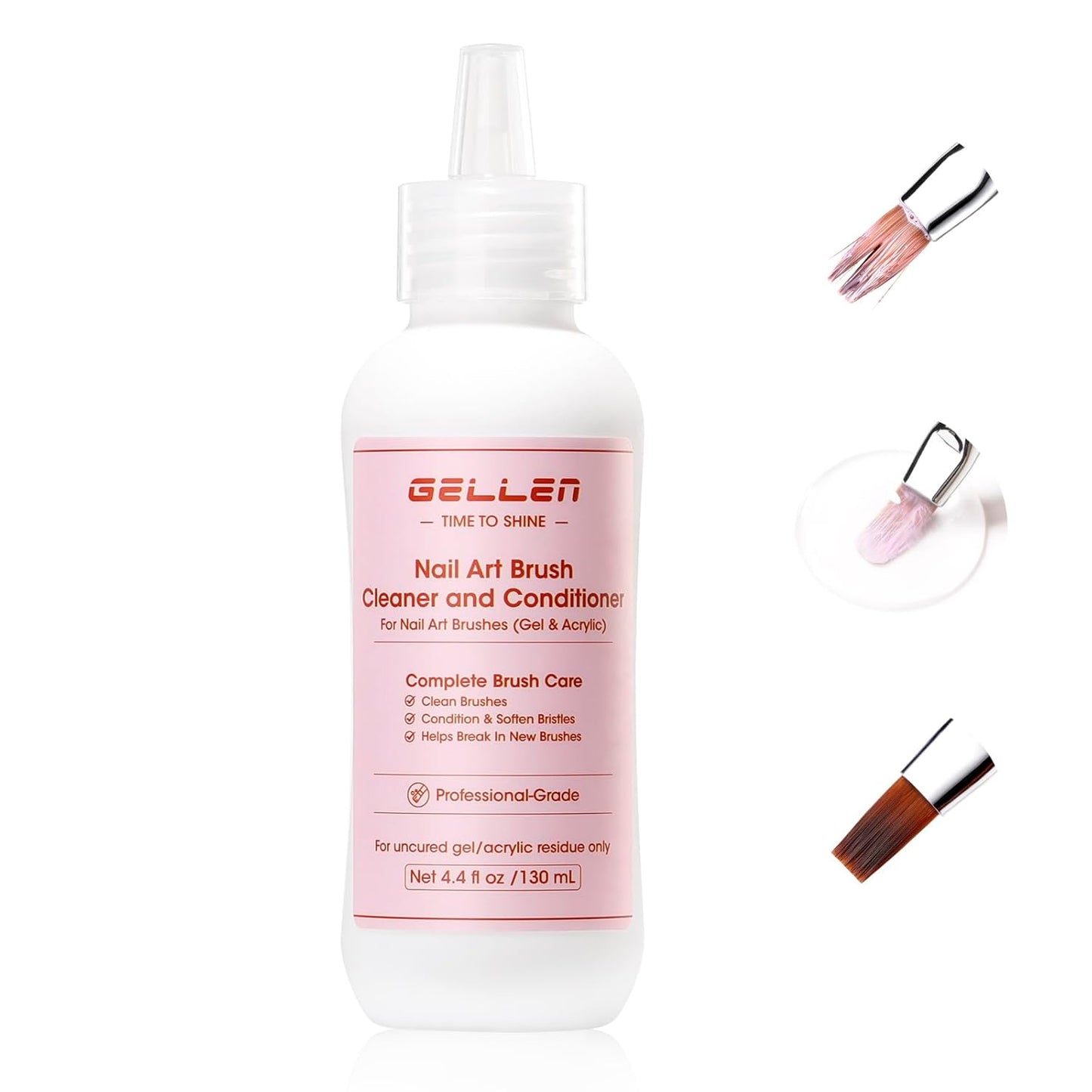Gellen Nail Brush Cleaner - 130ml Acetone-Free Conditioner for Acrylic & Gel Polish | Oily Formula Restorer