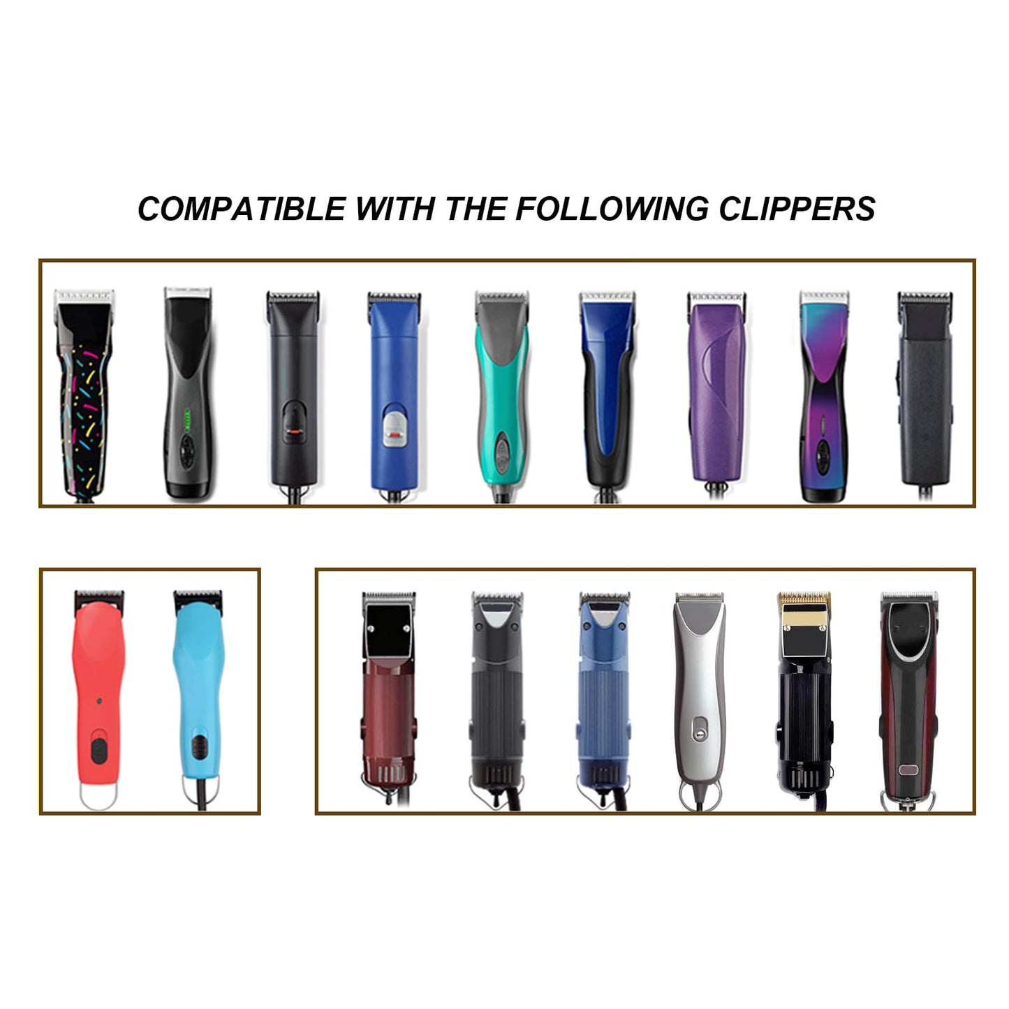 5 Pack Professional Detachable Replacement Blades set,Size（1-1/2+#2+3-1/2+3-3/4+T Outliners）Cut Length 0.1mm to 13mm,compatible with Oster Classic 76/Andis AGC,BDC,BGC,MBG Series Detachable Clippers