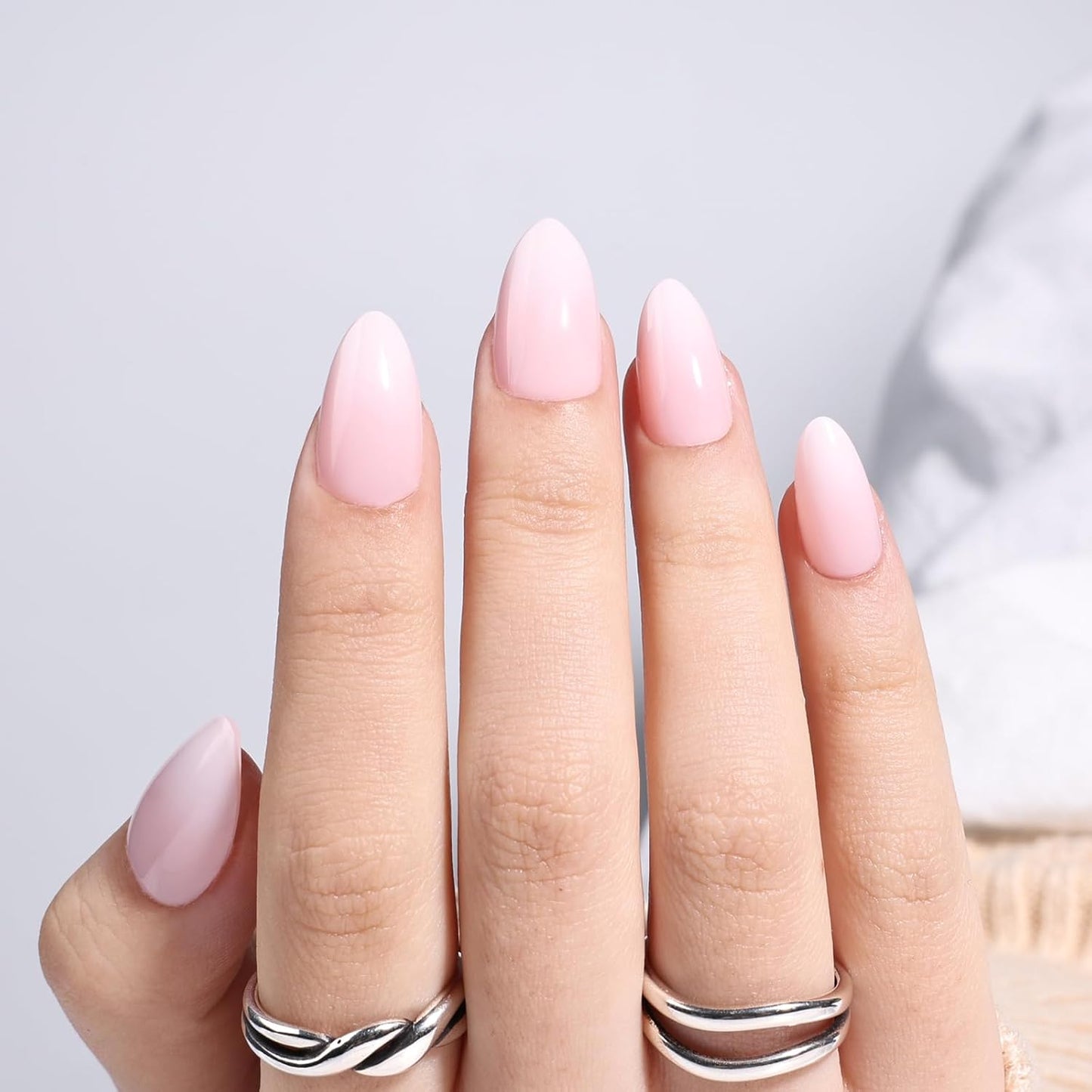 Glossy Red Press On Nails - Almond Shape Fake Nails with Glue | 32 PCS, 16 Sizes for Women