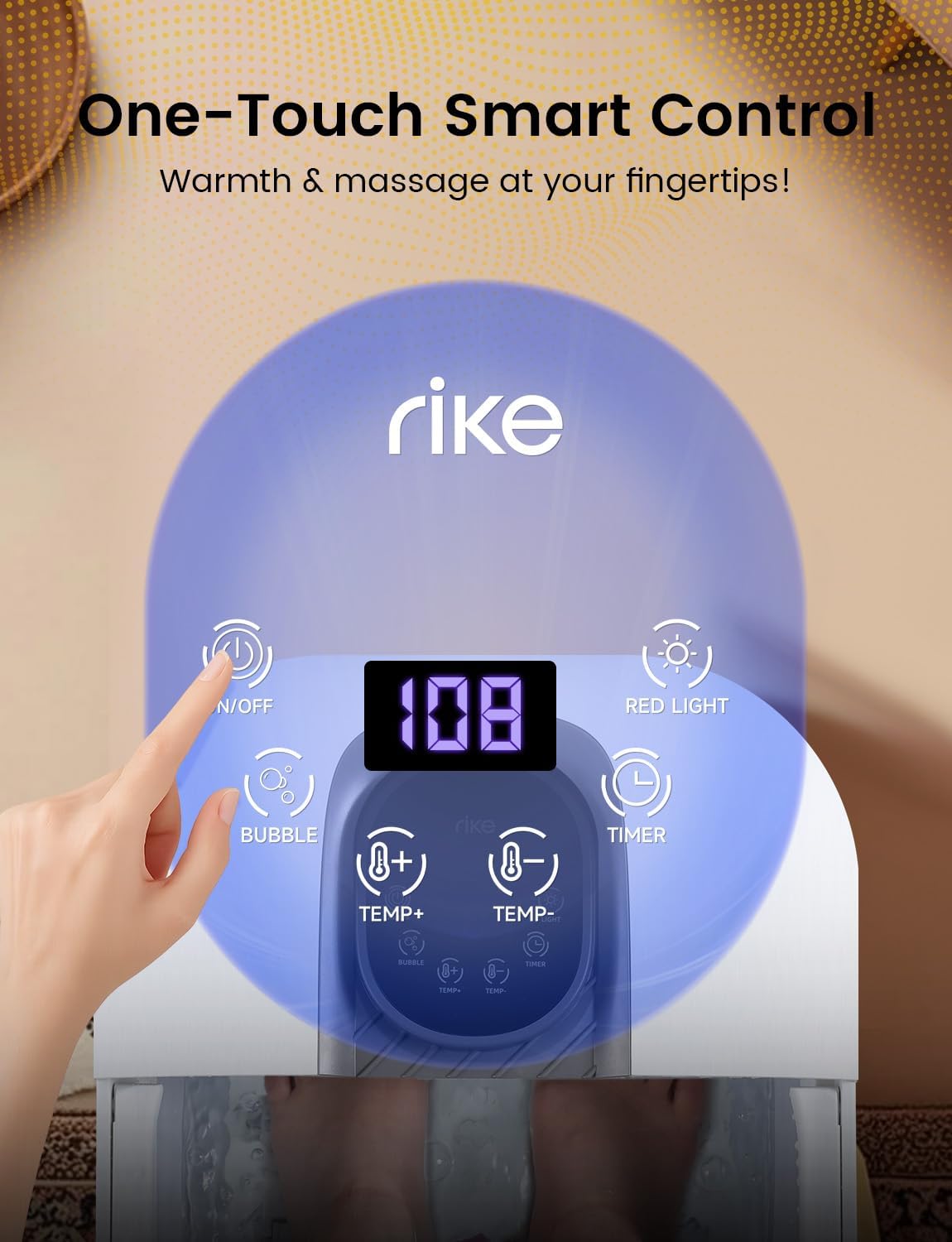 Collapsible Foot Spa - Fast Heating & Massage - 14 Temp Control, Smart Touch Screen | Space-Saving Design, Perfect Gift for Dad