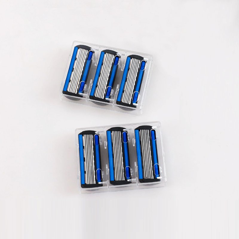Mens Razor 6 Blade Refills，6 Blade Razor Cartridges with Lubricating Strip,Delivers a Clean, Close Shave,18 Count - blue