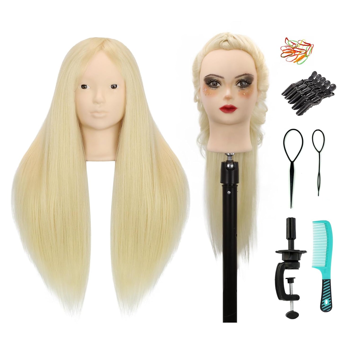 Realistic Human Hair Mannequin Head - 80% Real Hair for Hairdresser Training | 22-Inch Blonde Cosmetology Manikin