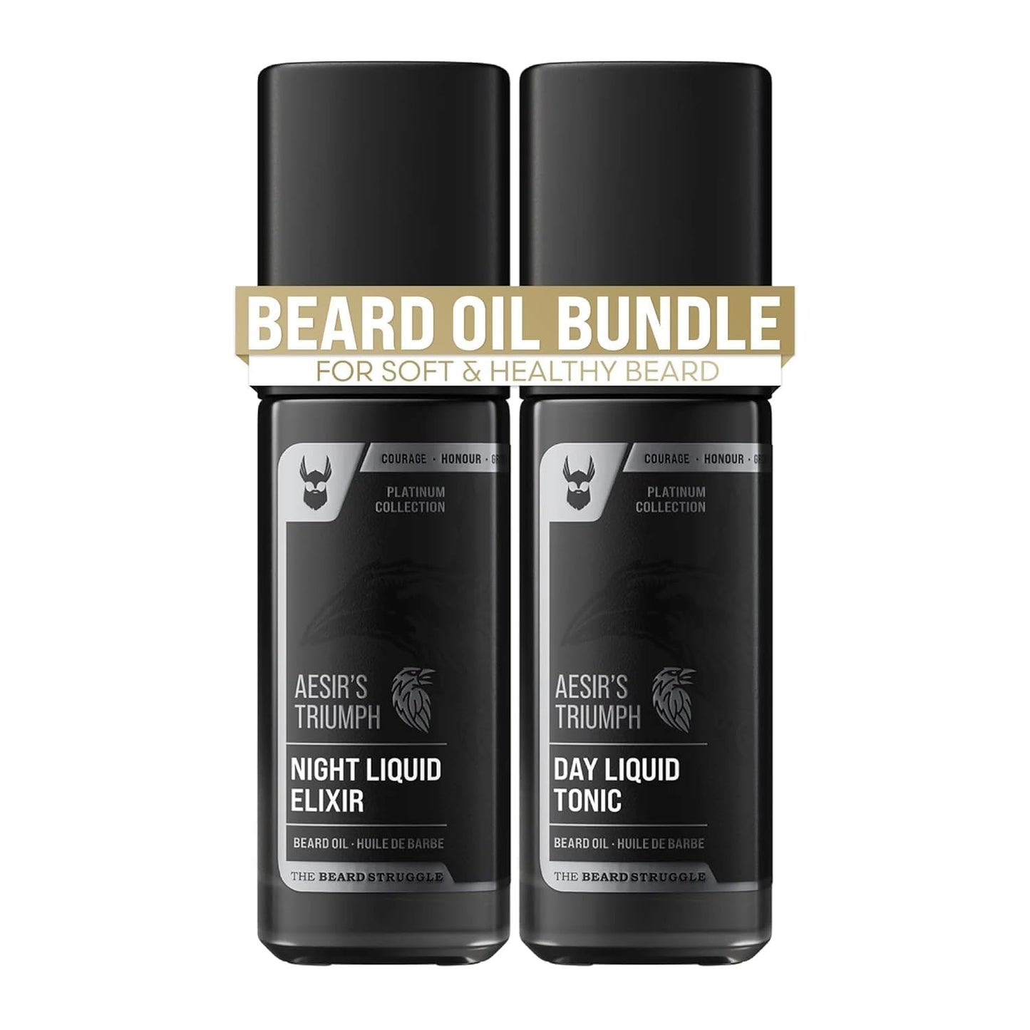 The Beard Struggle Tonic + Elixir Beard Oil Bundle - Gold Collection - Grooming Beard Oil - Softens, Moisturizers, and Strengthens Beard Growth - Pack of 2, Hoenir's Poem