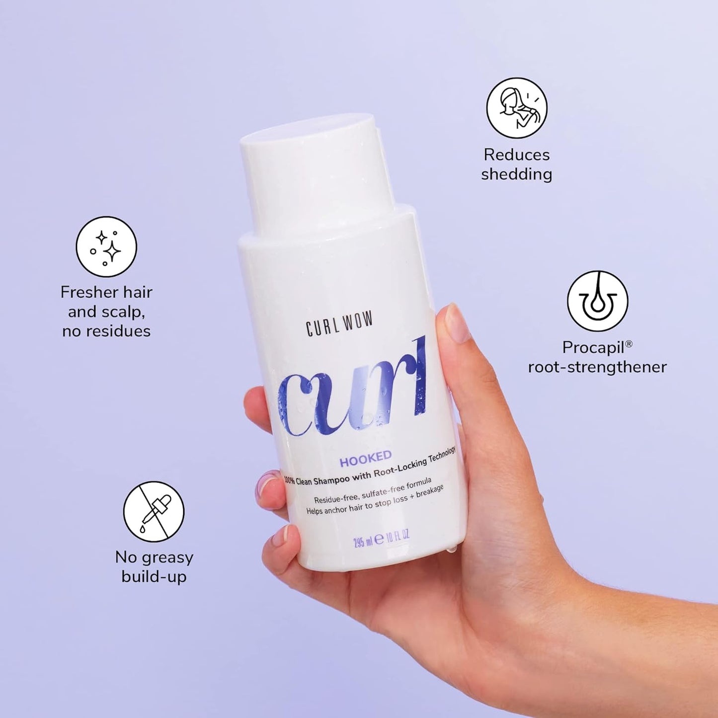Color Wow Curl Wow Shampoo - 100% Clean, Sulfate-Free Formula with Root-Locking Technology | Rich Lathering, Anti-Shedding Solution