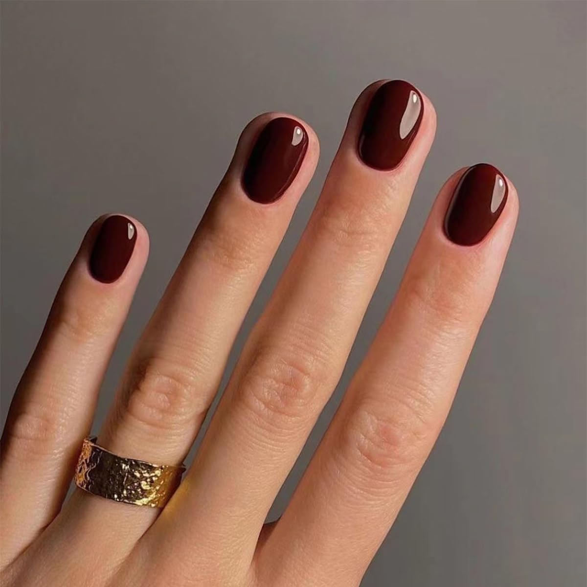 Polka Dot Press-On Nails - Short Almond Nude Chrome | Reusable Full Cover with Glazed Finish & White Dots