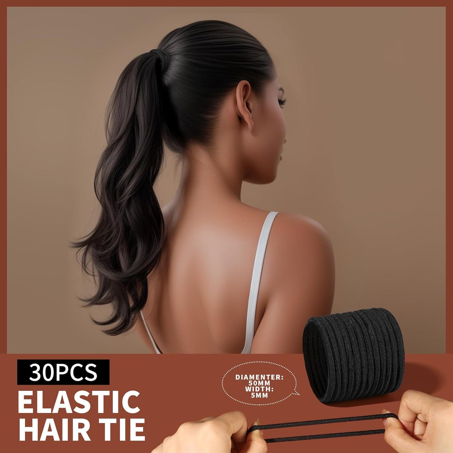 Teenitor Hair Accessories Kit - 500pcs Elastic Hair Bands & Ponytail Holders | Black Seamless Thick Bands & Bobby Pins