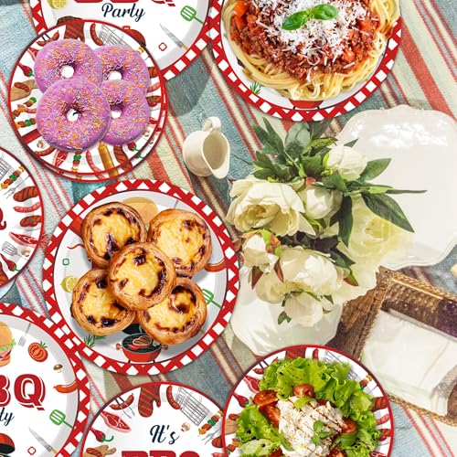 BBQ Party Supplies - Disposable Plates, Napkins & Cups Set