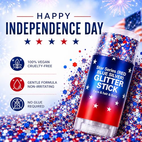 Patriotic Red, White & Blue Glitter Stick for 4th of July